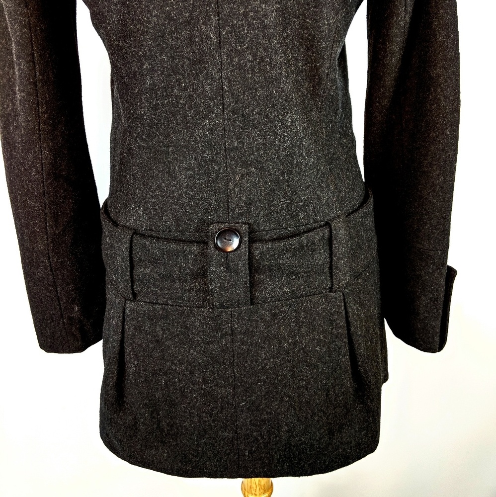Bb Dakota Charcoal Gray Wool Blend Belted Funnel Neck Coat View 6